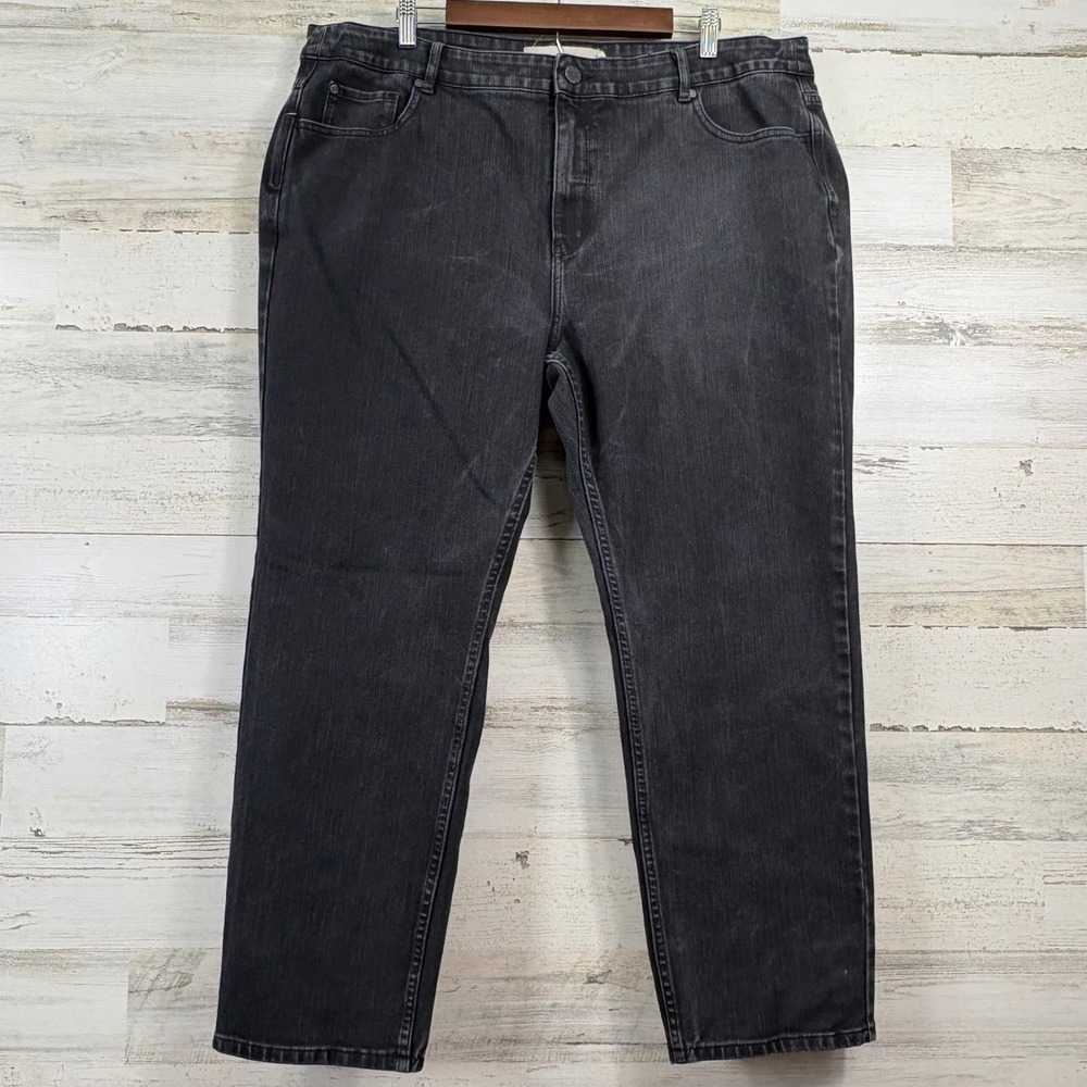Soft Surroundings Straight Leg Jeans Size 20W Black High Rise Denim Casual Indie